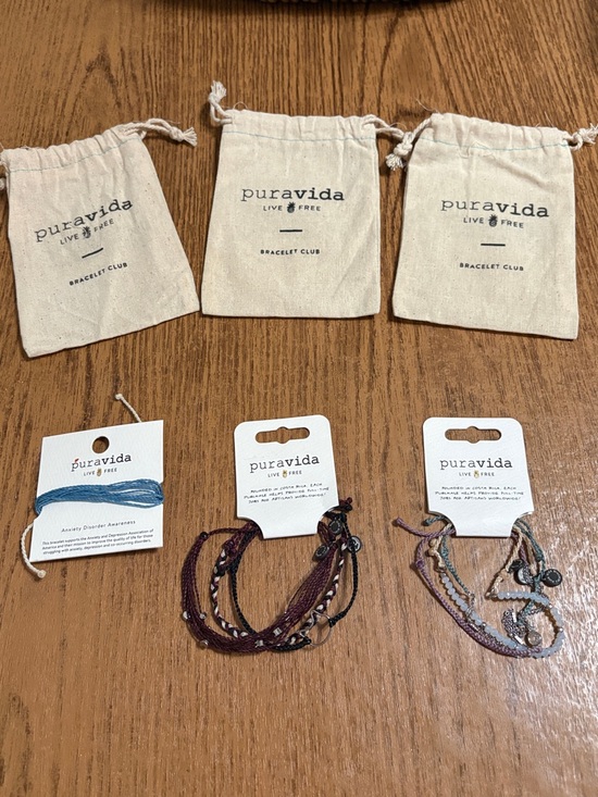 Pura Vida Jewelry - Pura Vida Mixed Bracelet Trio with Canvas Pouches — Blue, Burgundy, Mauve